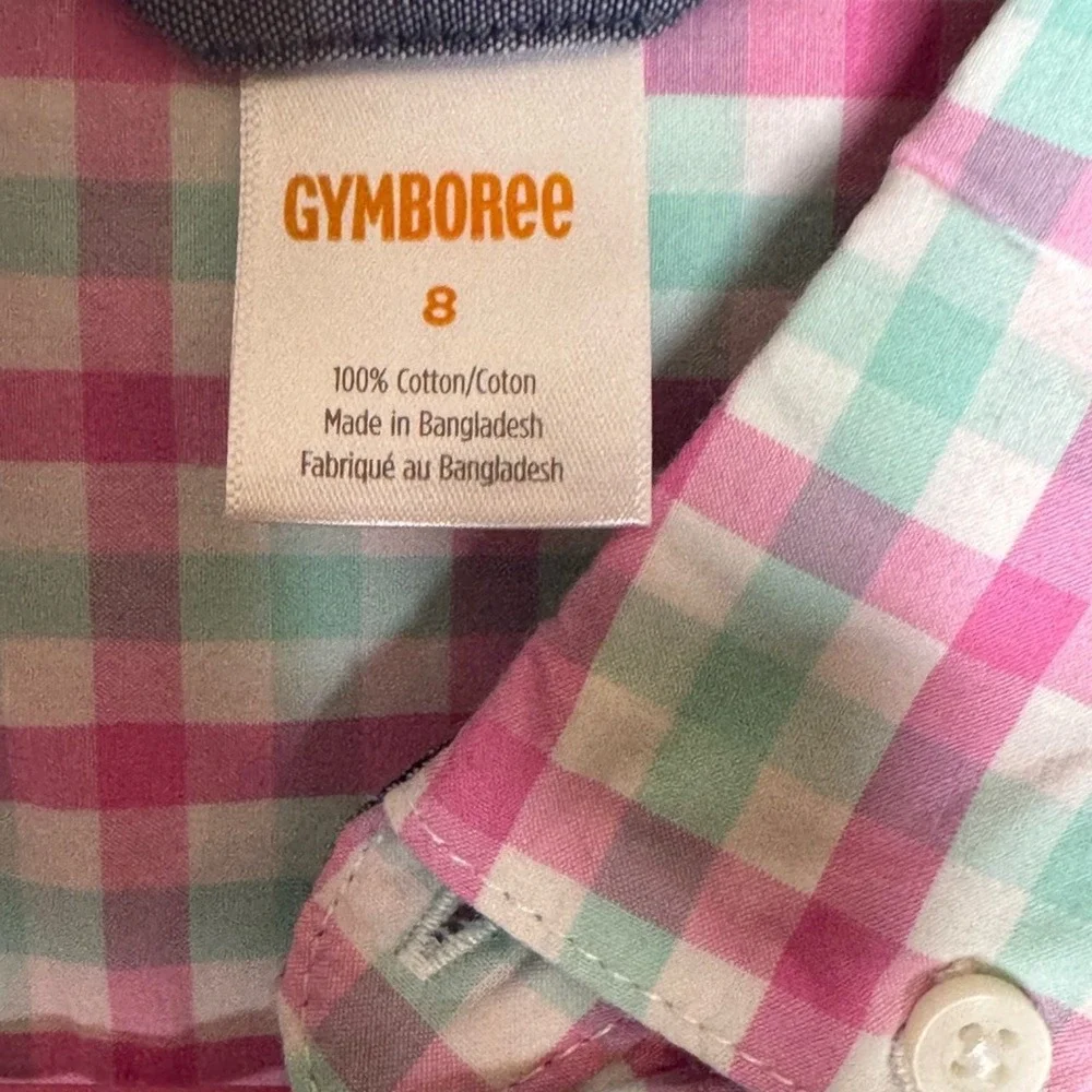 Gymboree Boys Sz 8‎ Button Down Shirt Plaid Spring Easter Preppy Pastel NWT